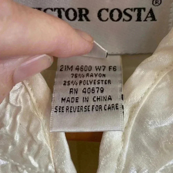 Victor Costa Womens White Gathered Fabric Light Jacket - Picture 5 of 6